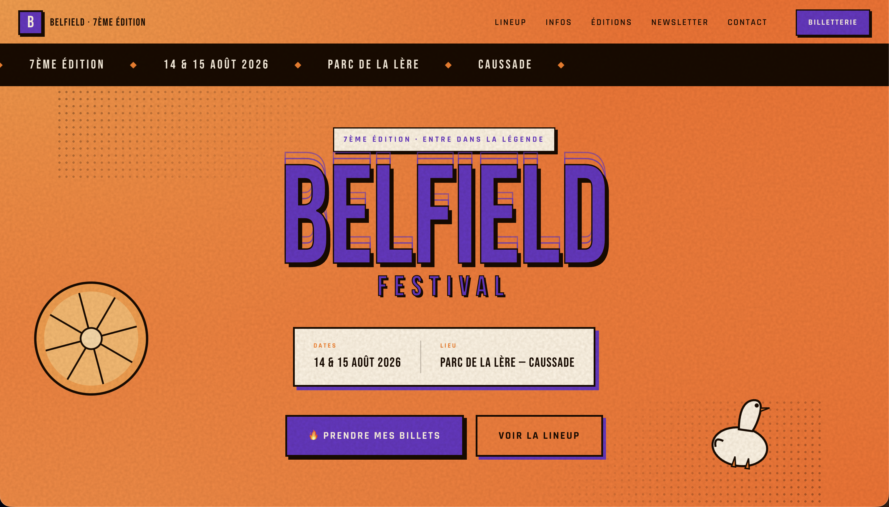 Page d'accueil du site Festival Belfield